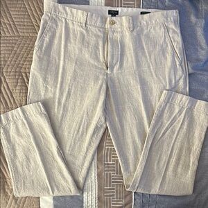 J. Crew Factory Cotton-Linen Blend Plaid Chino Pants